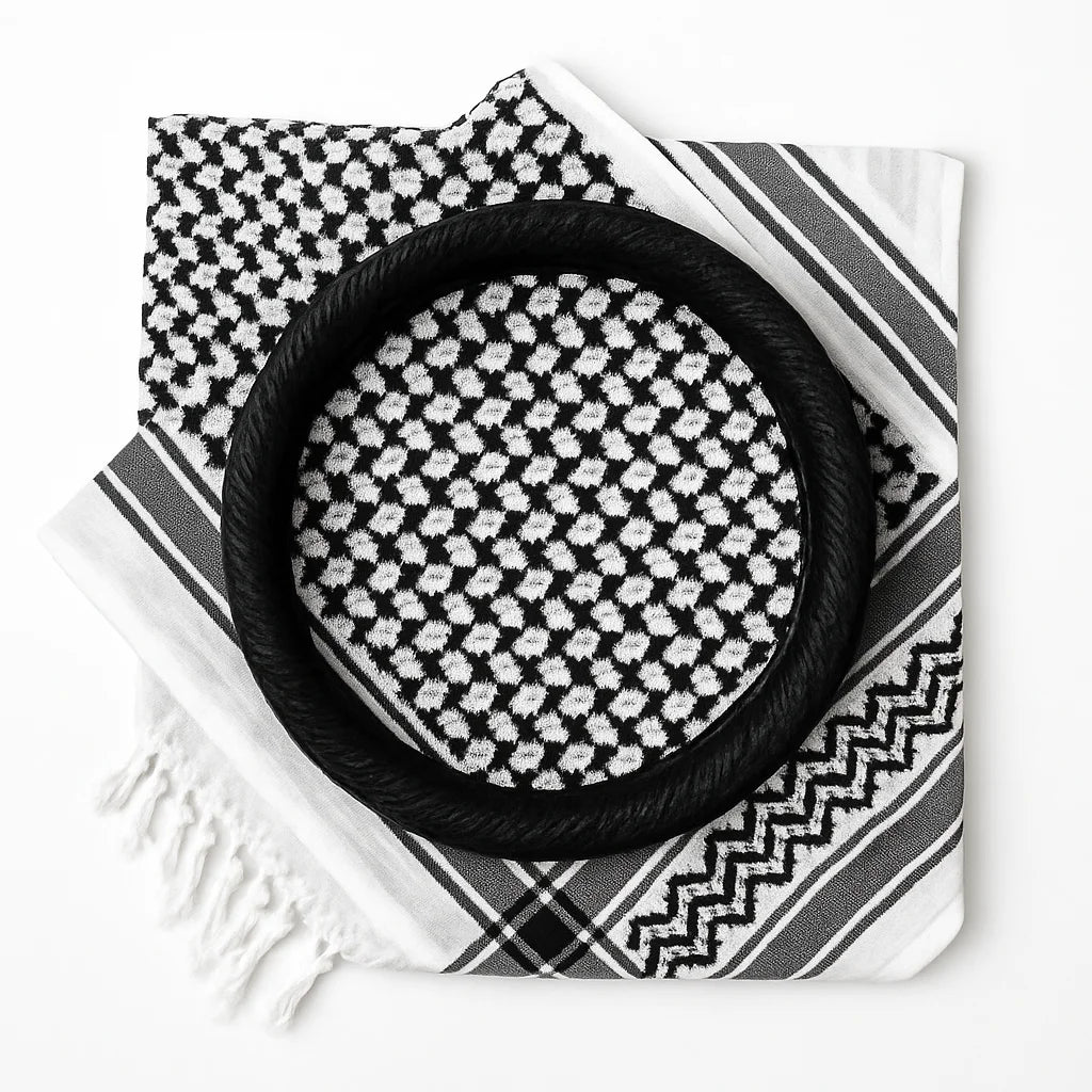57 Inch Arab Agal Shemagh Palestinian Keffiyeh Scarf Black Arabian Head Hoop Traditional Style Wrap for Men and Women