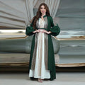 Eid Islamic Clothing Abaya Women Muslim Dress Two Piece Set Lantern Sleeves Sequin Design Dubai Abaya