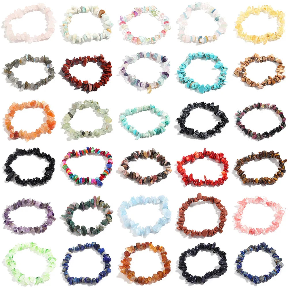Hot Sales Natural Amethyst Chip Bracelets Mixed Quartz Crystal Fashion Charm DIY Bracelet for Jewelry Making