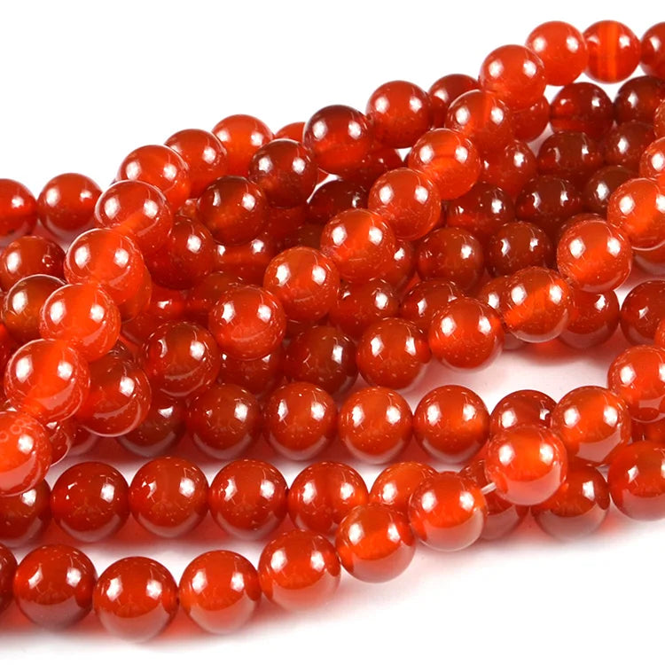Red Agate Stone Loose Bead Round Semi-Precious Gemstone Beads for Jewelry Making