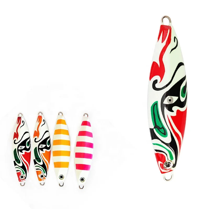 MISTER JIGGING 300g Beijing Opera Facial Masks for Saltwater Luminous 4 Colors Deep Sea Lead Metal Fishing Lure