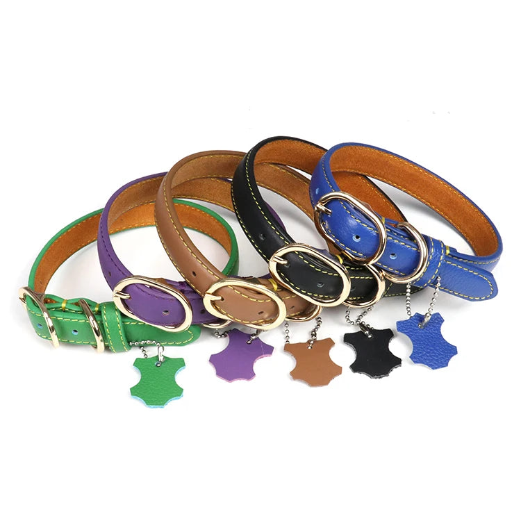 Twinsis Design Genuine Leather Puppy Bow Tie Collar Reflective Dog Neck Strap with Solid Pattern Luxury Pet Gift Dog Collars