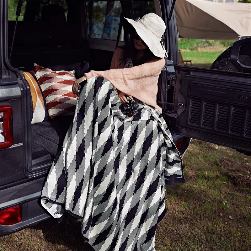 Camping Blanket 100% Cotton Accept Custom Design Knitted Blanket for Sofa Couch QSMX