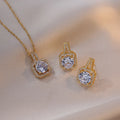 Luxury Zircon Crystal Earrings Necklace Set Statement Engagement Wedding Bridal Jewelry Set for Women