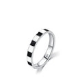 Classic Black White Plaid Enamel Ring Women's Sterling Silver 925 Jewelry for Wedding Other Occasions Enamel Jewelry Gifts