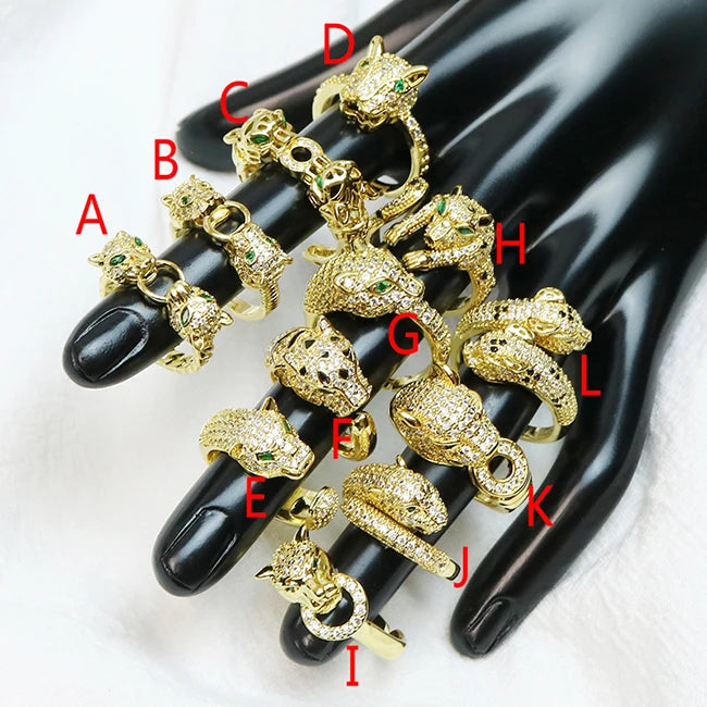 Wholesale Jewelry 18K Plated Zirconia Wild Jewelry Cubic Zirconia Leopard Rings
