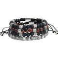 New Design 6mm Natural Stone Vintage Tai Silver Charm Beaded Custom Logo Macrame Bracelet Men Women JBS10929