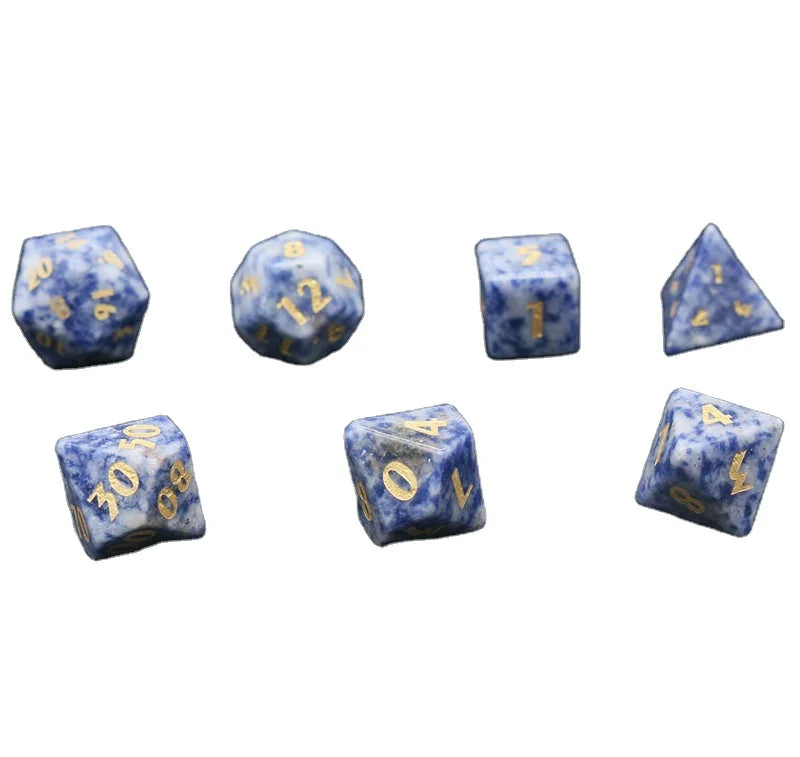 diy Blue Spot Jasper dice Hand Carved Gemstone Dice Set with engraving