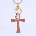 Fashion Crystal Cross Keychain Religious Christian Jesus Rhinestones Cross Key Chains Prayer God Bless Gift Souvenir Key Rings