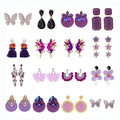 Kaimei 200 Designs New Purple Big Elegant Statement Earrings for Women Round Rhinestone Tassel Geometric Long Drop Earrings