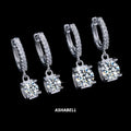 Luxury S925 Silver Classic 1 Carat Four-claw Horn Moissanite Pendant Earrings Womens Engagement Wedding Earrings