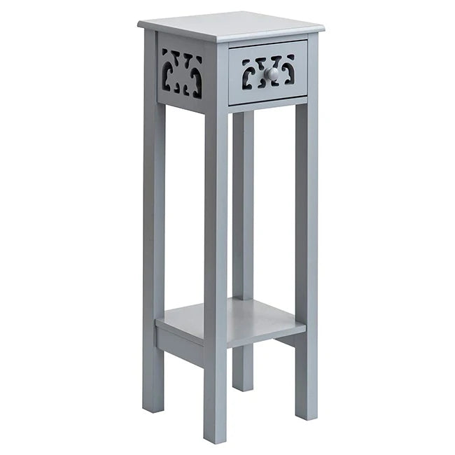 Wood Carving Design Side Table Slim End Table for Living Room Night Stand Bedside Table