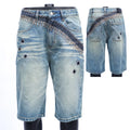 MC BUILD Jean Shorts Custom Dighting Printing Bullet Embellished Cool Design Bermuda Denim Shorts for Men