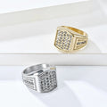 18K Gold Plated Stainless Steel Chunky Statement Ring for Men Colorful Stone Inlay Boho Ring Waterproof Tarnish Free Jewelry