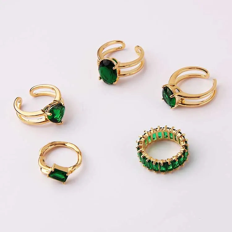 New Diamond Ring Hand Ornament Light Luxury Niche Color Personality Fashion Jewelry Internet Celebrity Hot Geometric Ring
