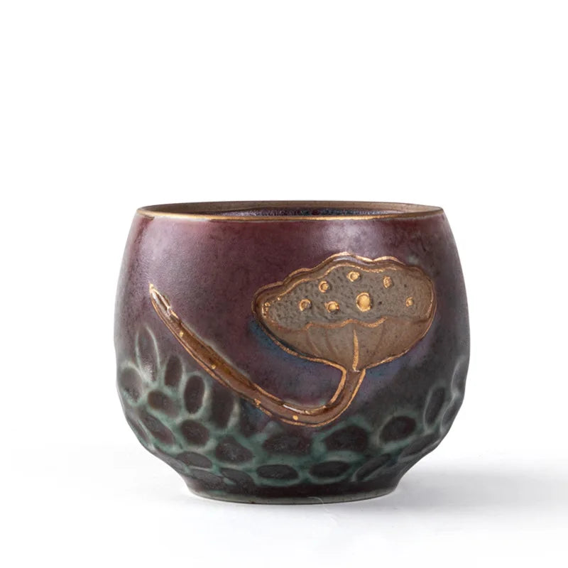 Kung Fu TeaCup Single Ceramic Tea Bowl Master Cup Single Cup Tea Tasting Cup Creative Retro Style Stoneware