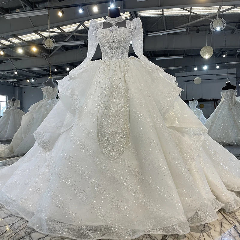 Jancember MN124-1 Hot Selling Ne Wdesign Fashion Elegant Luxury Ball Gown Wedding Dress 2022