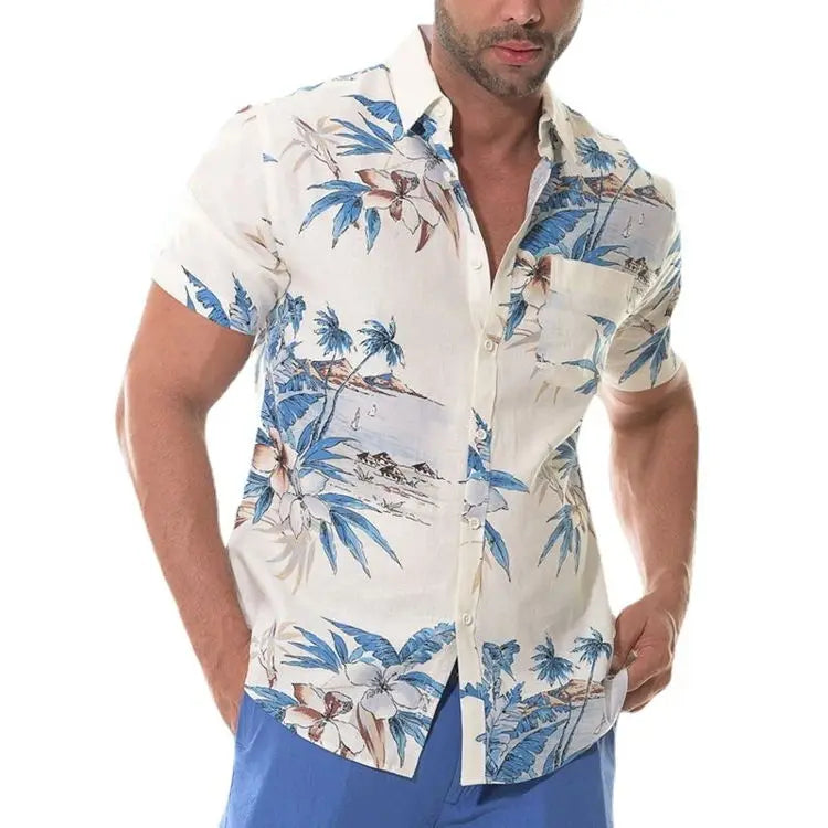 2023 New Design Men'S Clothing Short Sleeve Button up T-Shirt Streetwear Oversize Designer Hawaiian Tee Shirt for Men Stylish