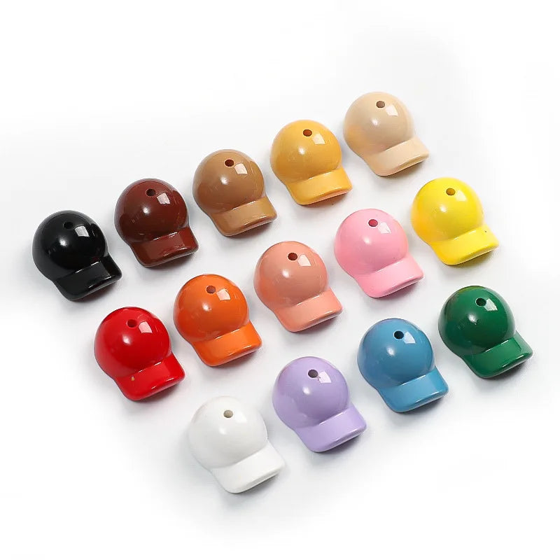 Acrylic Cap Hat Diy Multicolor Beads with Hole for Jewelry Making