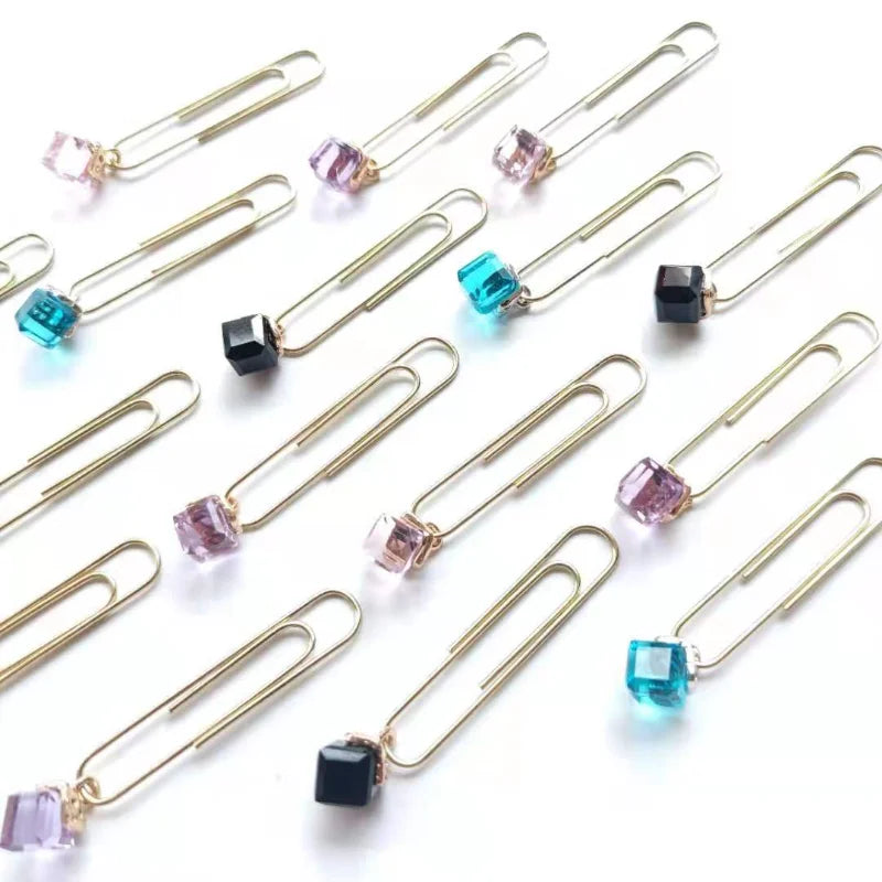 Vintage Paperclip Creative Multifunctional Colored Diamonds Paperclips Cartoon Paper Clip 2pcs/pack