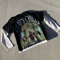 OEM Custom Tshirts Oversized Graphic DTG Printed Drop Shoulder Double Layer Thermal Waffle Knit T-shirts Long Sleeve T Shirts