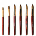 Supplier Custom Logo Classical Red Wood Handle 3D Acrylic Design Round &Crimped Ferrule 100% Pure Kolinsky Acrylic Nail Pinceles
