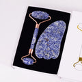 Diy High Quality Jade Roller Private Label Mini Gua Sha Massage Set Face Skin Anti Aging Blue Spot jasper Sawtooth Jade Roller