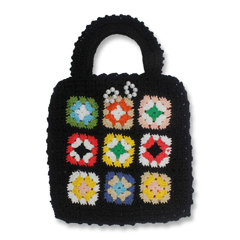 2023 New Bags Women Handbags Ladies Bohemian Style Crochet Flower Beach Bags