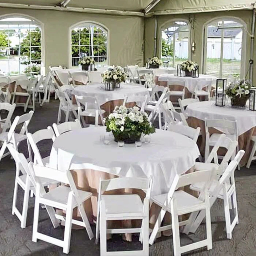 Outdoor Casual Restaurant Folding Chair White Resin PP with Soft Bag Can Be Stacked for Rental Wedding Chair Lawn Garden Chair