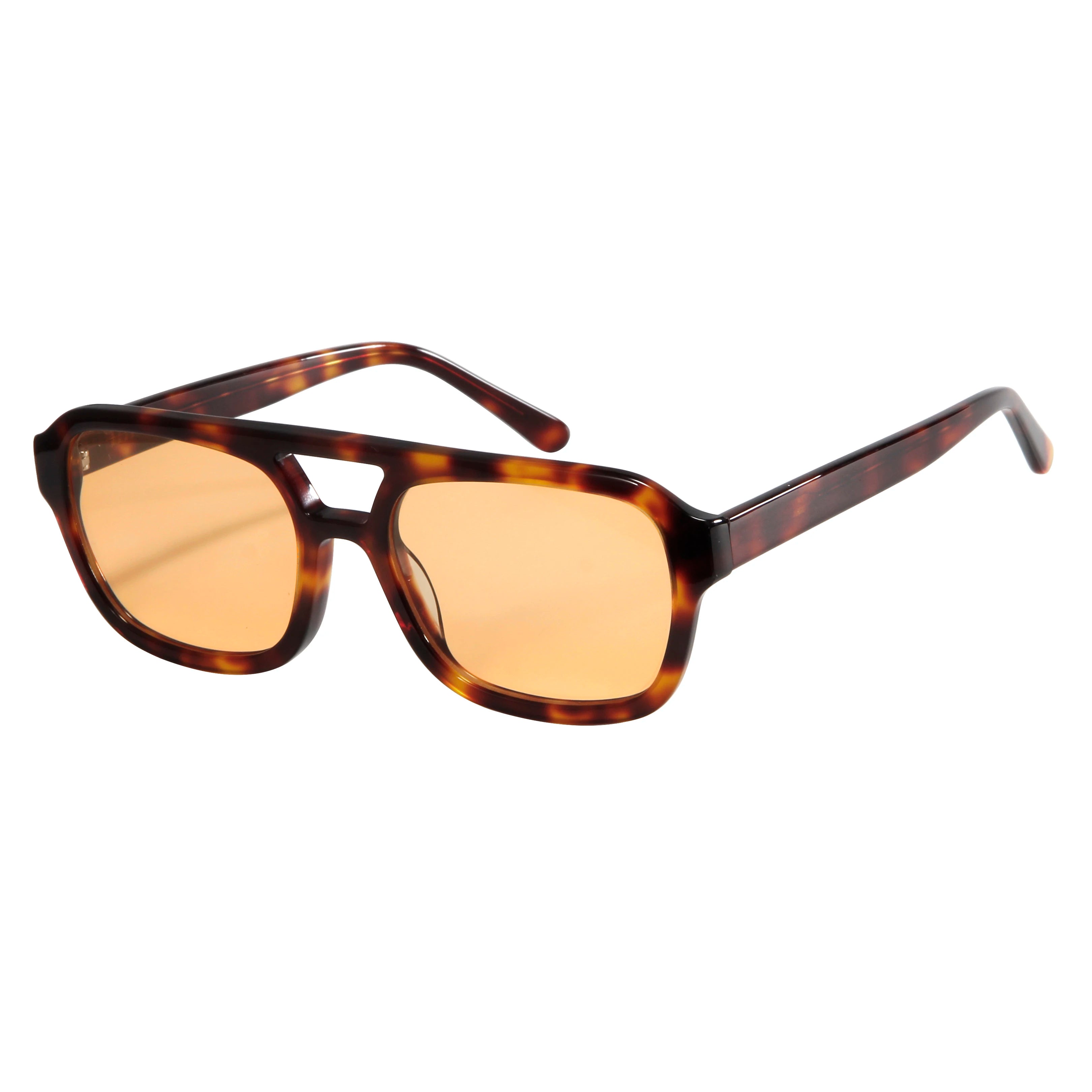 2026 Vintage Women Classic Custom Sun Glasses Square Double Bridge High Quality Unisex Acetate Glasses Sunglasses