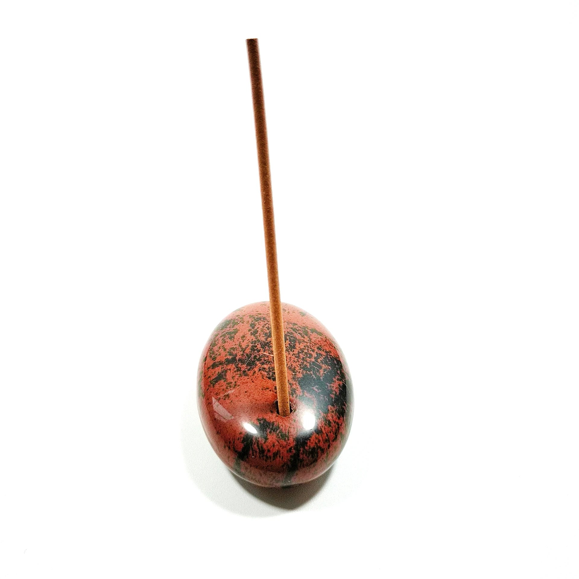 In Stock Mahogany Obsidian Egg Incense Holder DIY Carved Gemstone Ornament for Meditation Home Decor Style Love Balance Healing