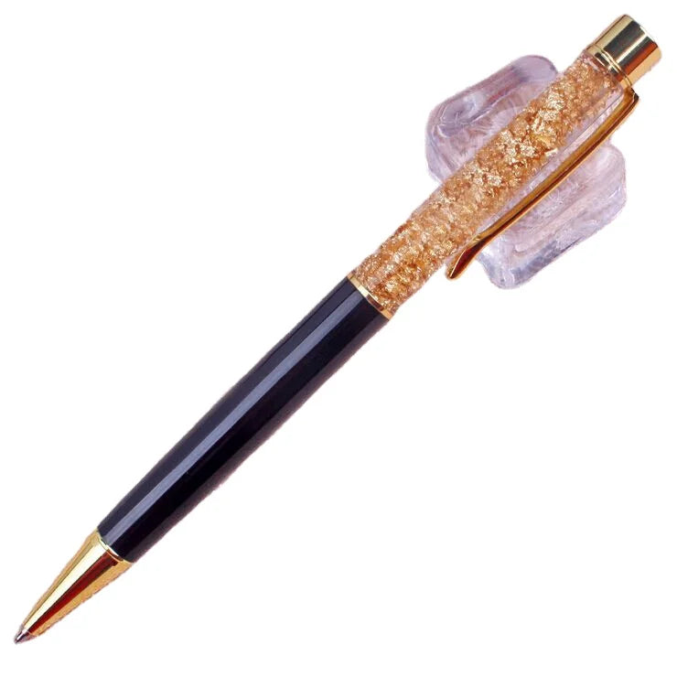 Hot Selling 15g Office & School Ballpoint Pen Liquid Gold Foil 1.0mm Writing Width Gold Metal Novelty with Opp Bag OEM