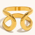 New Design Minimalist 18K Gold Plated Waterproof Stainless Steel 8-Shaped Double Layer Open Ring