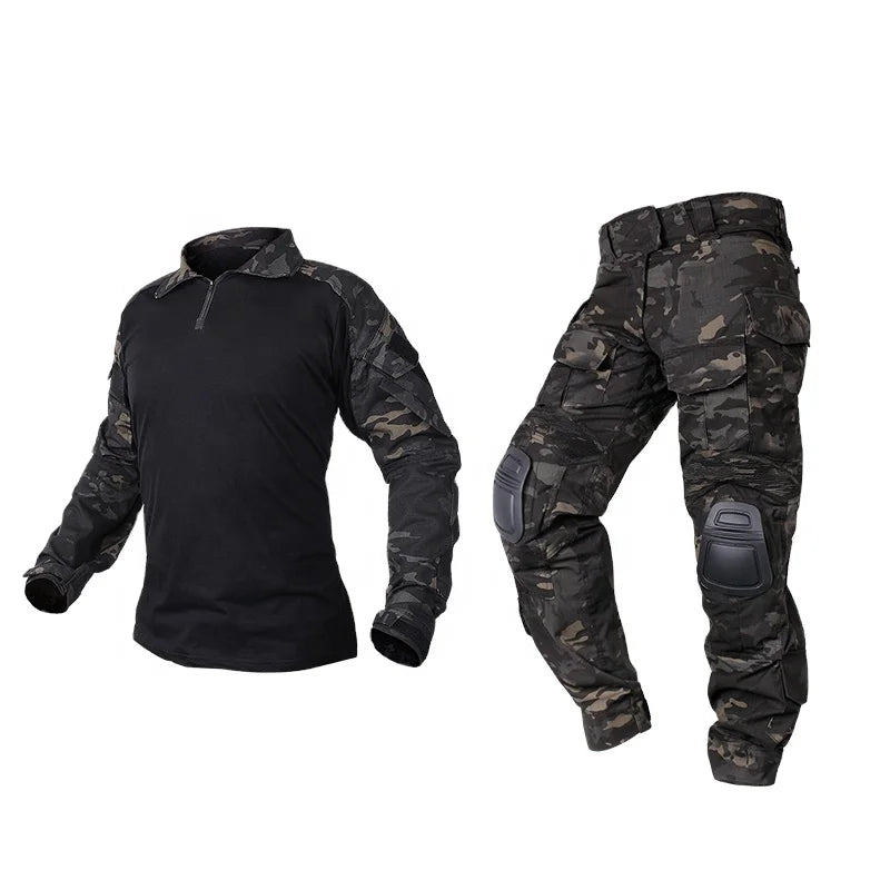 IDOGEAR Men G3 Camo Camouflage Clothing Tactical BDU Combat Uniforms with Knee Pads Elbow Pads Hunting Clothes Frog Suit