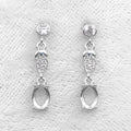 Sterling Silver 4*6mm Semi Mount Stud Eardrops Empty Frame Support Blank Setting S925 Base Without Center Stone DIY for Inlay