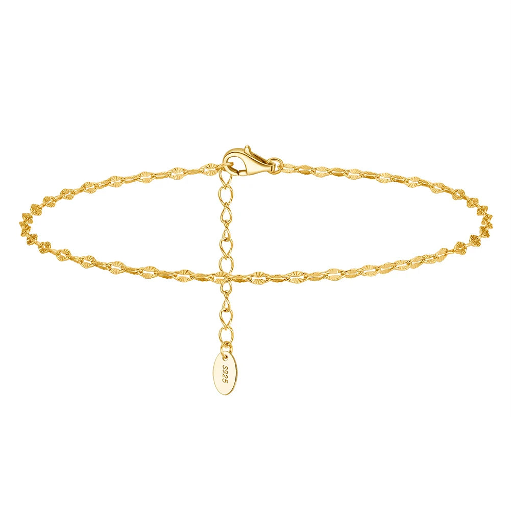RINNTIN SA40 14K Gold Plated Ankle Bracelets for Women Summer Beach Foot Chain Jewelry Gifts