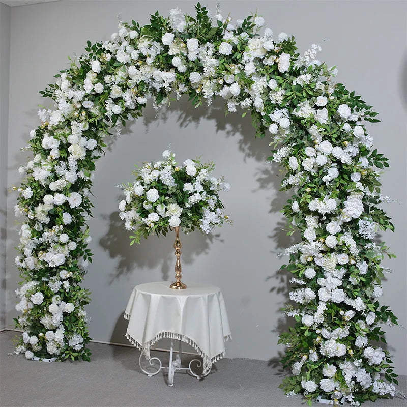 H-089Promise Hot Sale Centerpiece White Rose Flowers Arch Wedding Decor Flower Arch for Wedding Backdrop