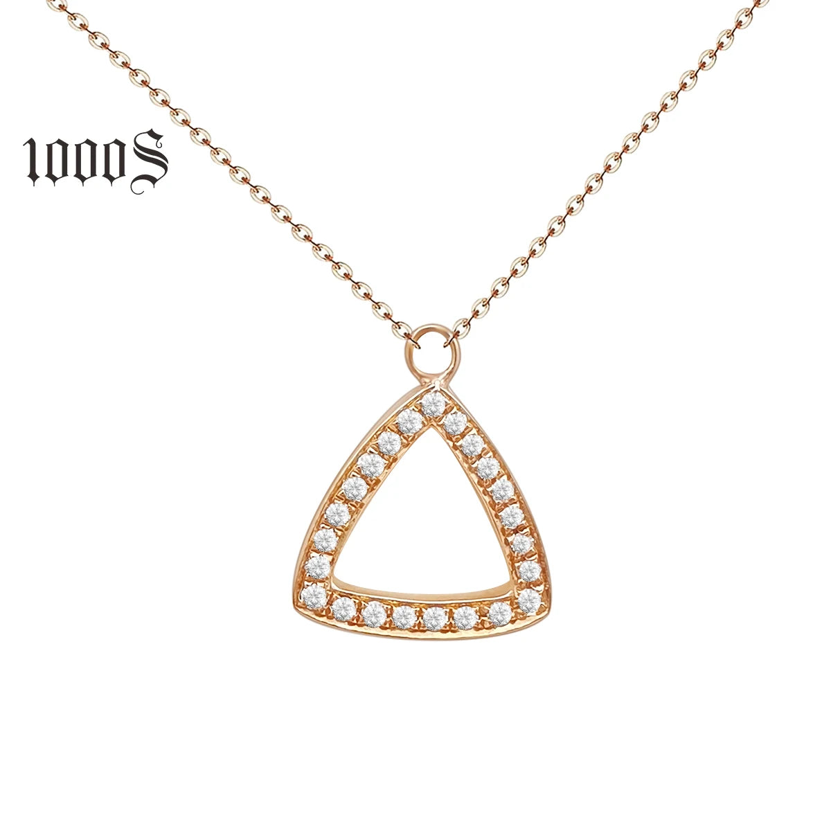 AU750 18k Triangle Shape Unique Design Gold Necklace Lab Diamond Shinning Necklaces Wholesale