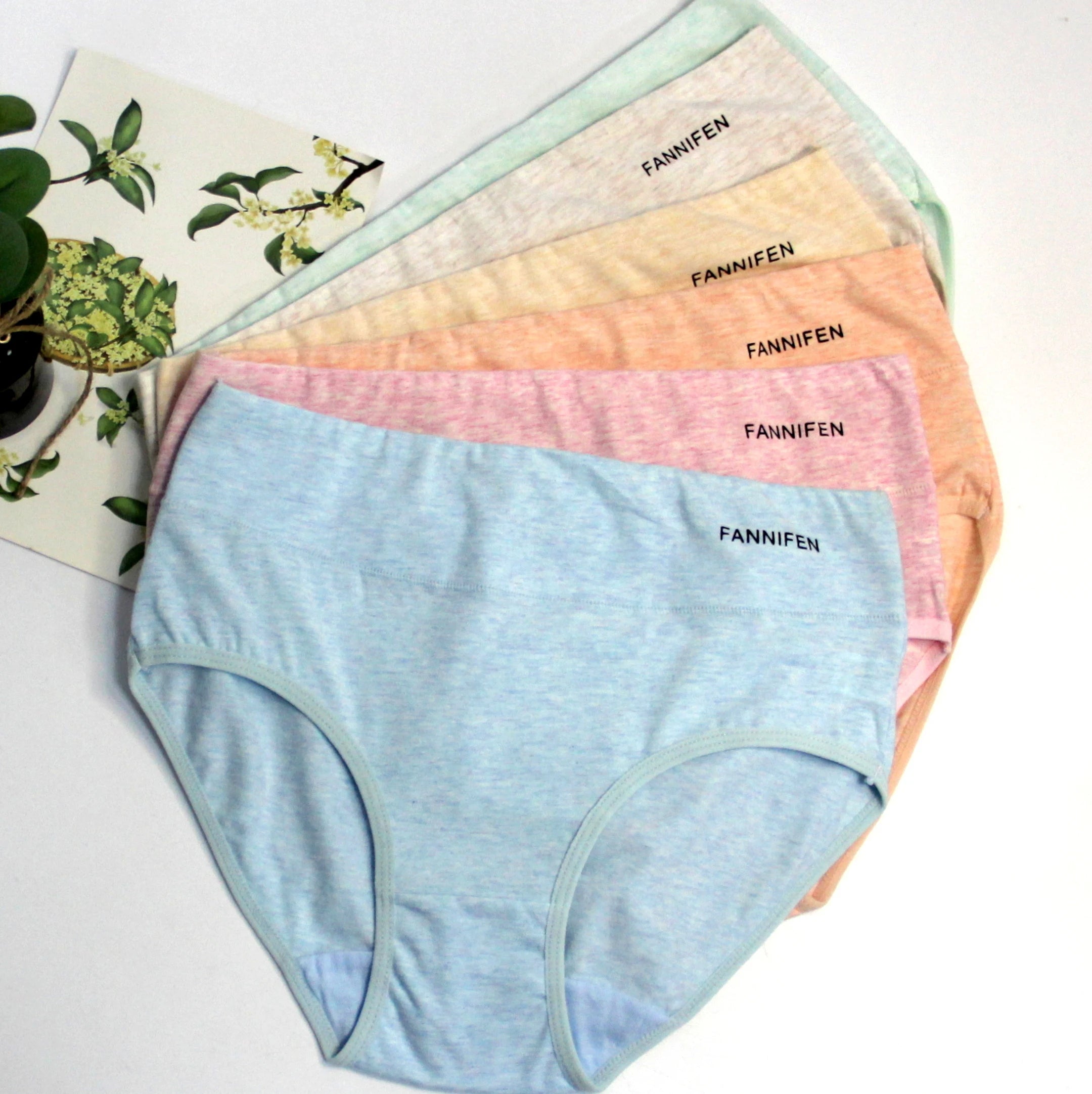High Waisted Women's Triangle 100% Pure Cotton Breathable Ladies Panties Underwear