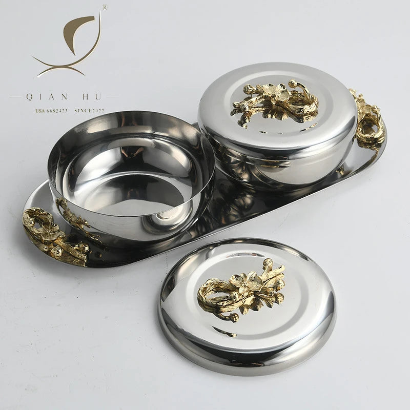 QIAN HU 2025 New Arrival Pair Stainless Steel Food Storage Jars for Coffee Powder Multigrain Beans Sealed Storage Container