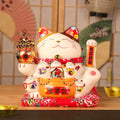 Ceramic Fortune Lucky Cat Hand-Waving Figurine Feng Shui Animal Theme Handmade Business Gift Large Home Store Opening