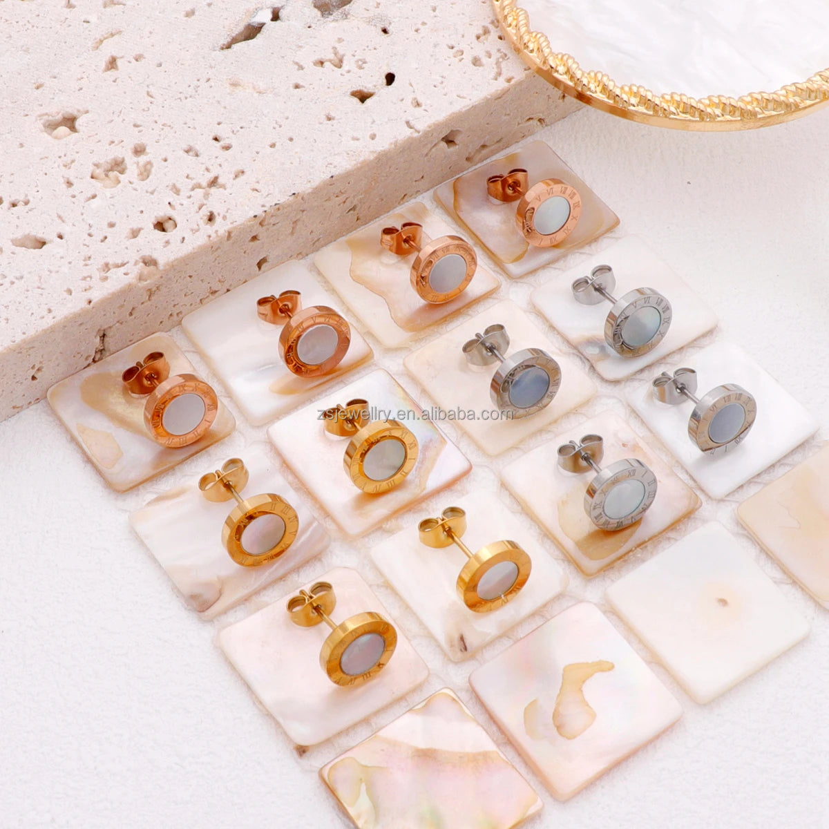 Fashion Small Huggie Girl Stone Classical Stainless Steel 18K Gold Plated Luxury Design Fashion Women Jewelry Wholesale Earrings