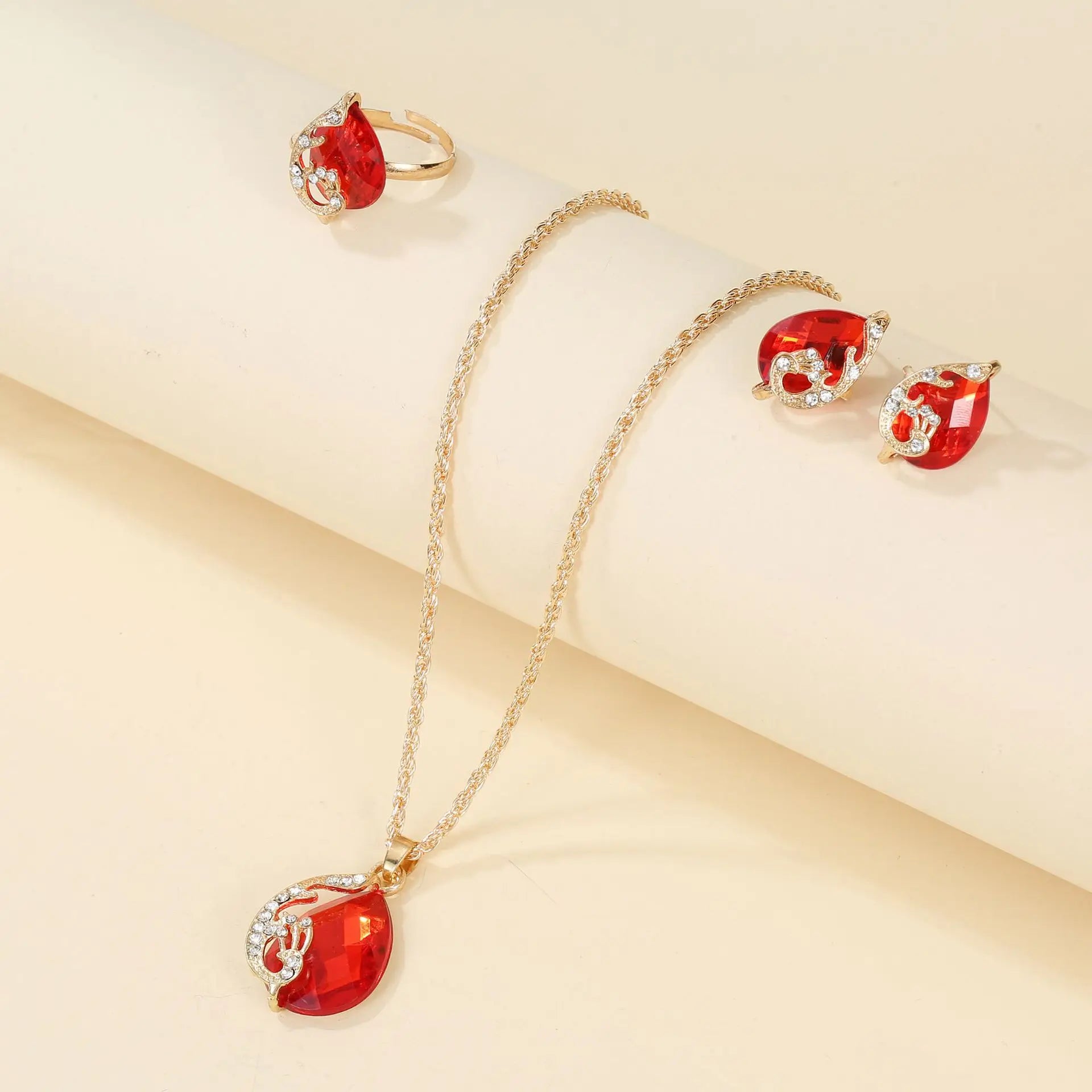 Peacock Jewelry Sets for Women Crystal Necklace Earrings Rhinestone Jewelry Set for Mother's Gift Valentine's Gifts Lover Ladies