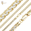 5mm FJ Fallon Fashion Jewelry Spiga Wheat Link Trace Hammered Chain Plated in 14K Gold Two Tone Brass Based