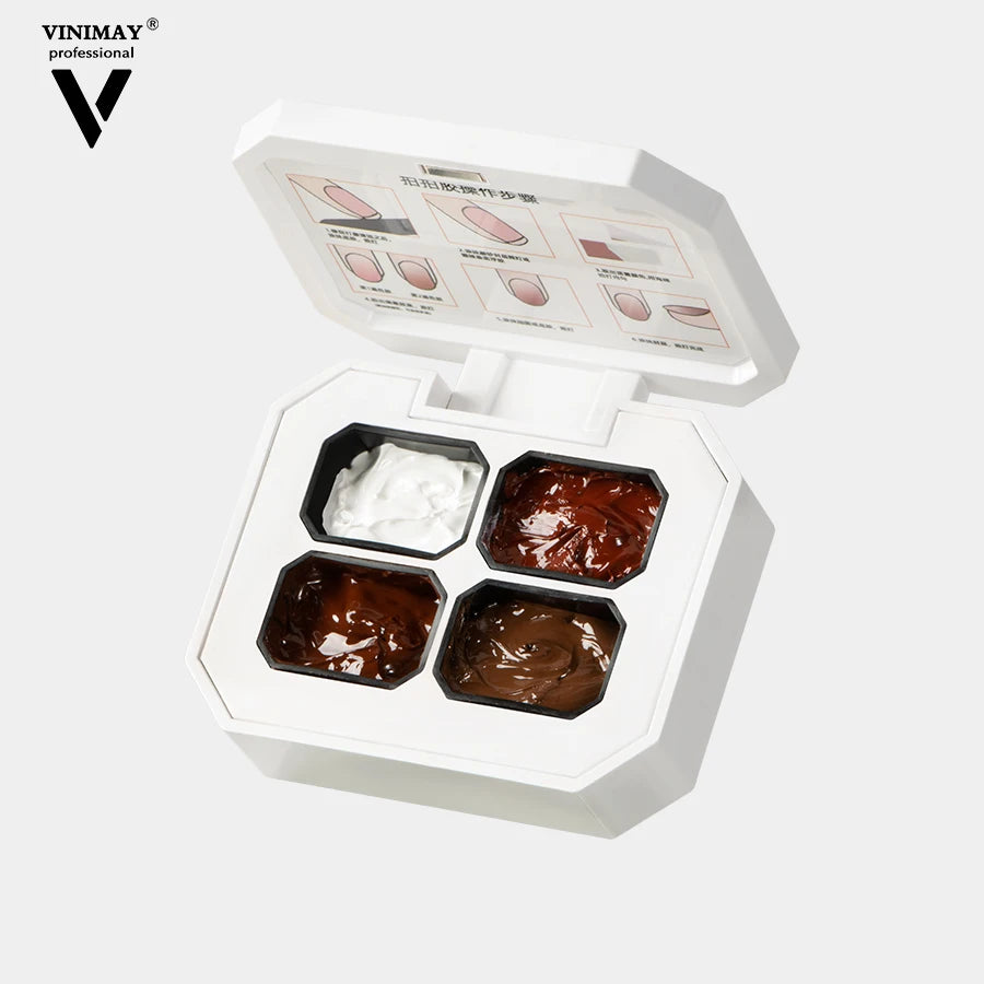 Vinimay Custom Pat Pat Gel 4 Grids Painting Ombre Gel Pat Glue Long-lasting DIY Salon Paint Gel Pallet Nail Art for Wholesale