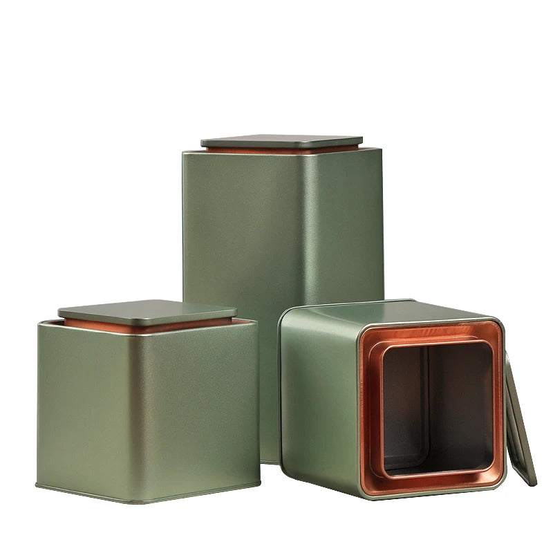 * Loose Metal Box Tea Tin Boxes Plain Coloured Square Ready to Ship 105*105*105 Mm Carton BOX Beverage Tea Cans Tinplate 7 Days