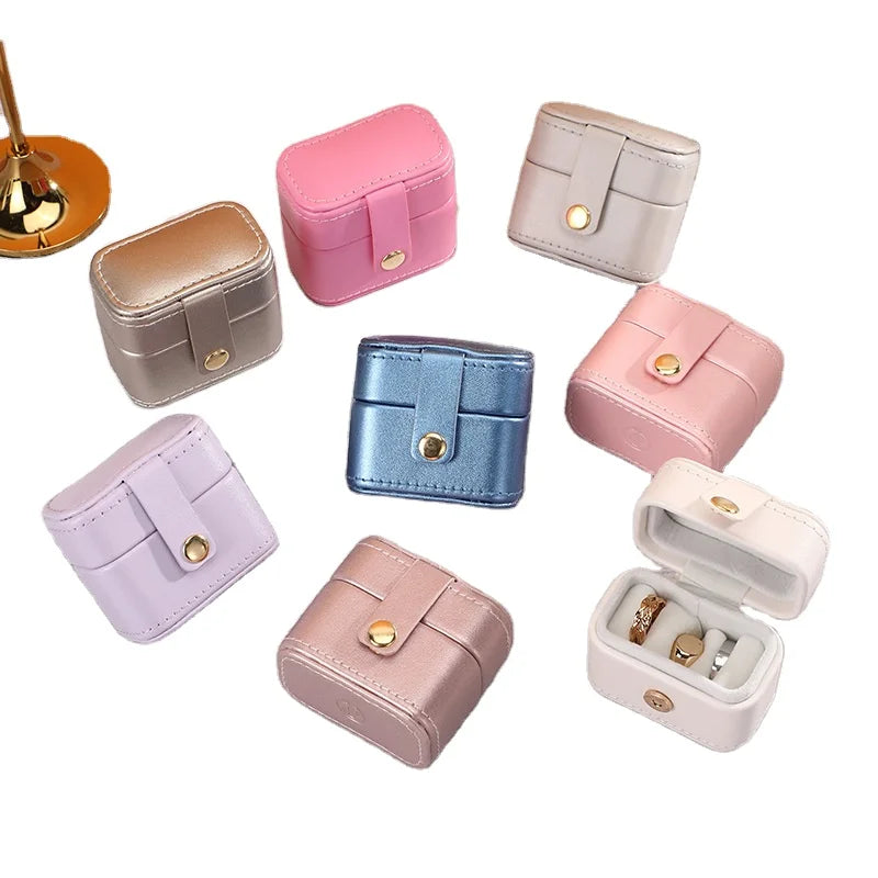 Mini Compact Girl Jewelry Storage  Gift Box Display Jewelry Organizer Case Storage Box Pu Jewelry Box