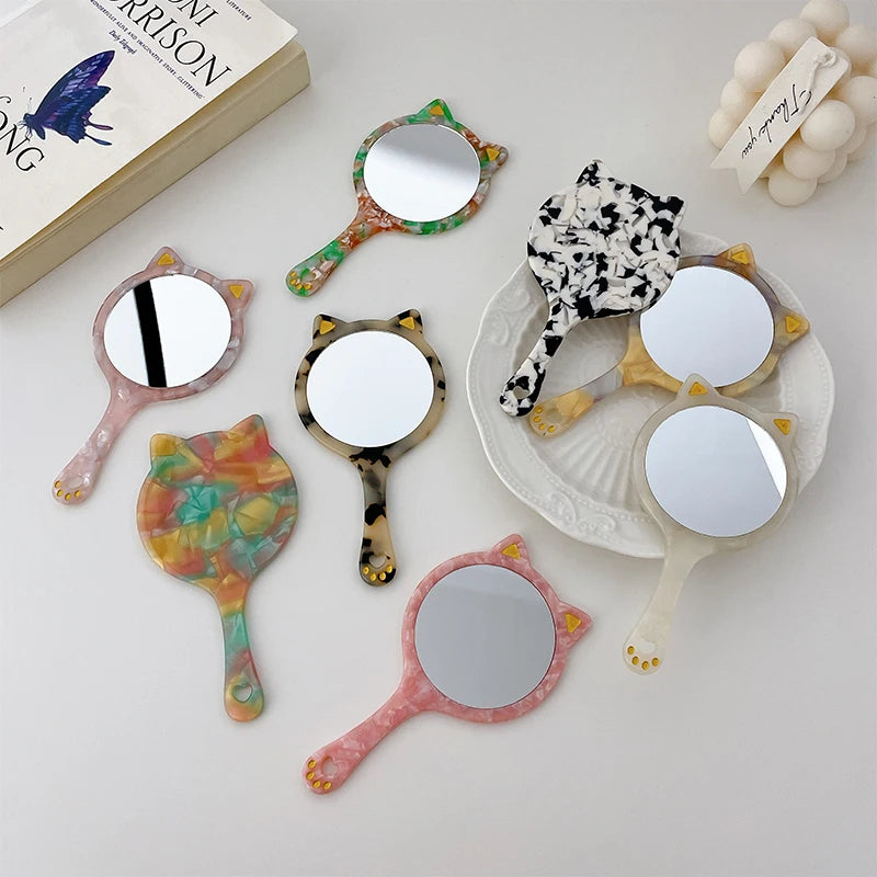 DOWELL Fashion Acetate Makeup Round Mirror Portable Pocket Mirror
