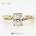 Classic 1CT Radiant Cut Moissanite Rings VVS D Color GRA Certified S925 18K Gold Plated Moissanite Ring