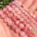 4/6/8/10/12mm Smooth Natural Pink Cherry Jades Stone Round Loose Spacer Beads for Jewelry Making MegaBDM